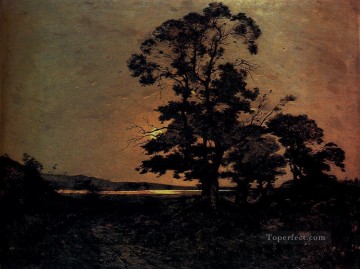 Henri Harpigniés Painting - Luz de luna en el paisaje del Loira Barbizon Henri Joseph Harpignies